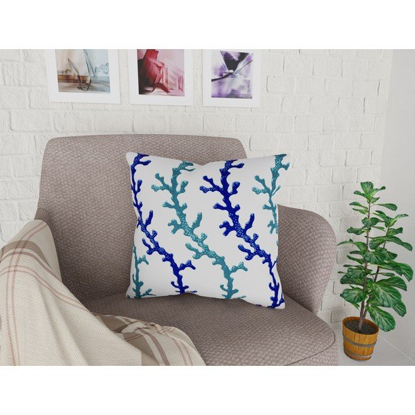 Federa blu e bianca con contenuto di cotone, 42 x 42 cm - Vitaus-image-1