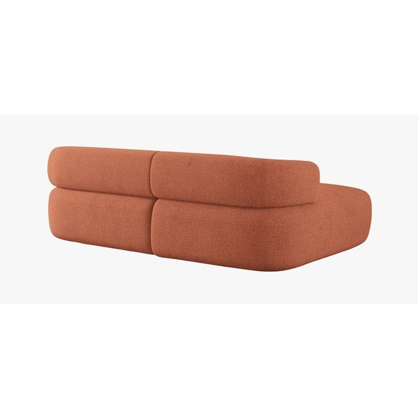 Divano angolare color terracotta (con penisola a sinistra/con chaise lounge) con rivestimento in bouclé Jenny – Micadoni -image-2