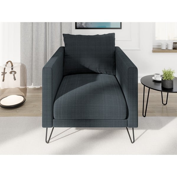 Poltrona grigio scuro con rivestimento in ciniglia Freya – Ropez-image-1