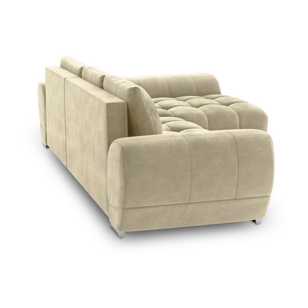 Divano letto angolare beige con rivestimento in velluto, angolo destro Nuage - Windsor & Co Sofas-image-3