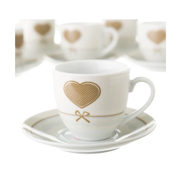 Sada 6 šálků s podšálky na kovovém stojanu Unimasa Heart-image-2