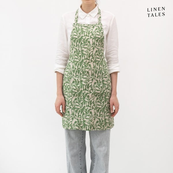Grembiule in lino Evergreen Damask – Linen Tales