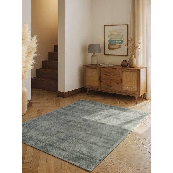 Tappeto azzurro in viscosa tessuto a mano 120x180 cm Noemi – Vikosa-image-1