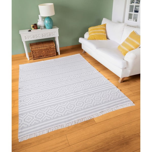 Tappeto in cotone grigio e bianco , 80 x 150 cm Duo - Oyo home-image-1