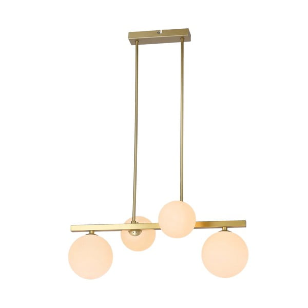 Lampadario bianco/dorato con paralume in vetro Kama – Candellux Lighting-image-2