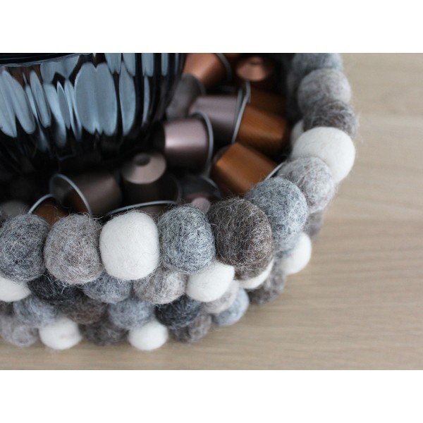 Cestino portapalloni in lana grigio e bianco Cestino portapalloni, ⌀ 28 cm - Wooldot-image-2