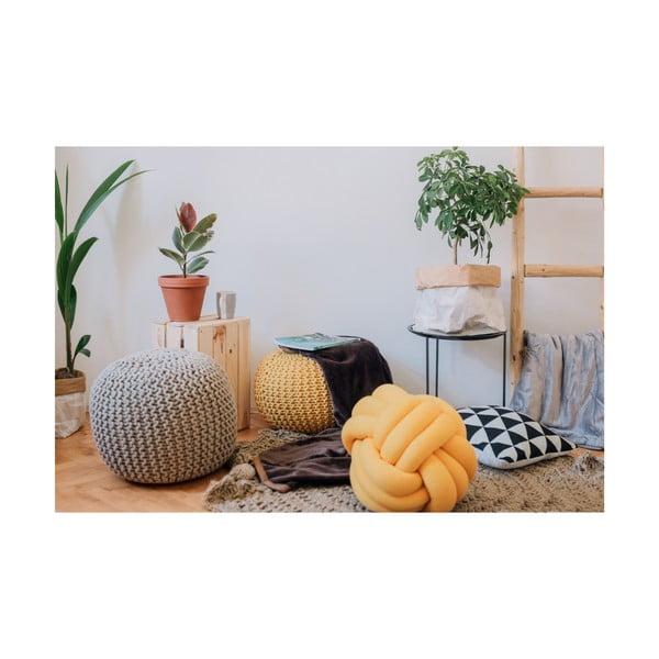 Poggiapiedi grigio scuro con rivestimento in lavorato a maglia Jagger – Bonami Essentials-image-3