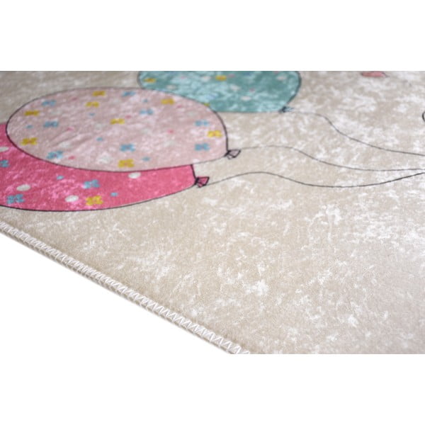 Tappeto per bambini rosa e avorio lavabile 80x120 cm Girl & Baloons – Vitaus-image-2