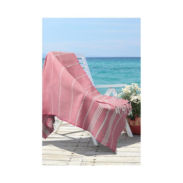 Asciugamano rosso in misto cotone Cotton Collection Classic Red, 100 x 180 cm - Kate Louise-image-2