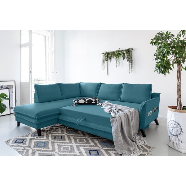 Divano letto angolare turchese L, angolo sinistro Charming Charlie - Miuform-image-3