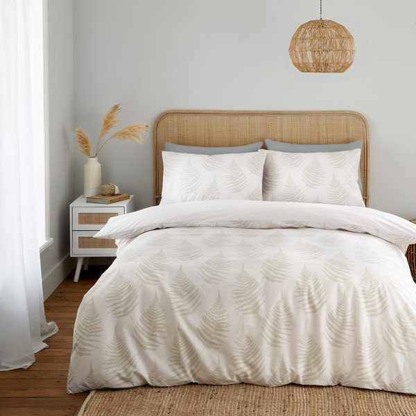 Biancheria da letto singola beige e crema 135x200 cm Floral Foliage - Catherine Lansfield-image-2