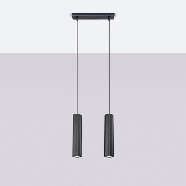 Lampadario nero in metallo Gleam – Sollux-image-2