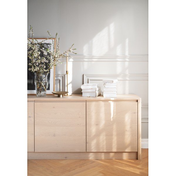 Credenza colore naturale chiaro con effetto rovere 180x70x40 cm Melstone – Rowico-image-2