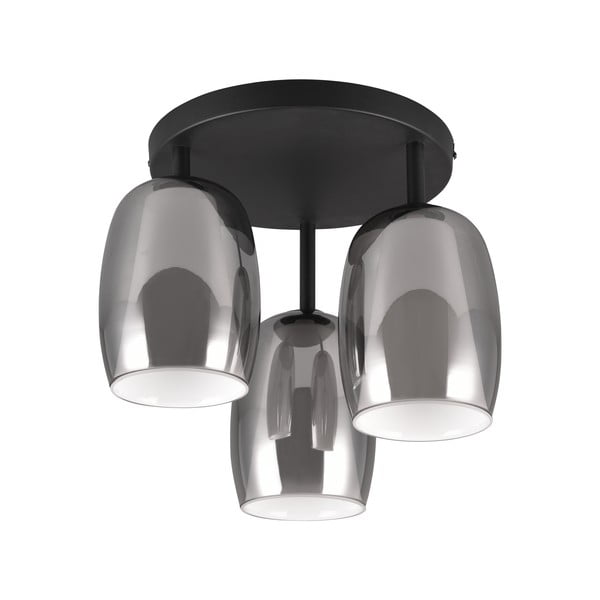 Apparecchio da soffitto con paralume in vetro ø 14 cm in nero-argento Barret - Trio Select