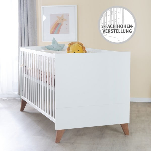 Lettino in colore bianco e naturale 70x140 cm Ole - Roba-image-1