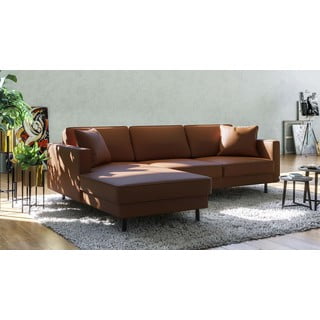 Divano angolare in pelle marrone cognac (angolo sinistro) Kobo - MESONICA