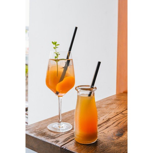 Set di 6 cannucce in vetro nero per bere, lunghezza 20 cm - Vialli Design-image-3