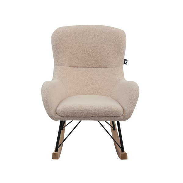 Poltrona per bambini a dondolo beige con rivestimento in bouclé Rocky – Vipack-image-2