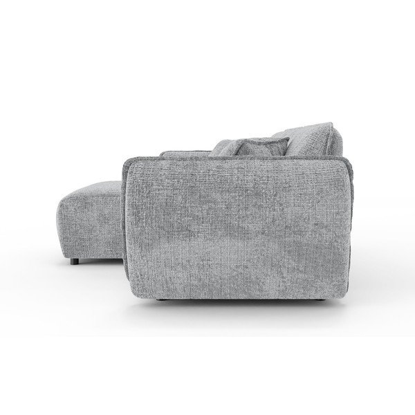 Divano angolare grigio chiaro (con penisola a sinistra/con chaise lounge) con rivestimento in ciniglia Nelia – Ropez-image-3