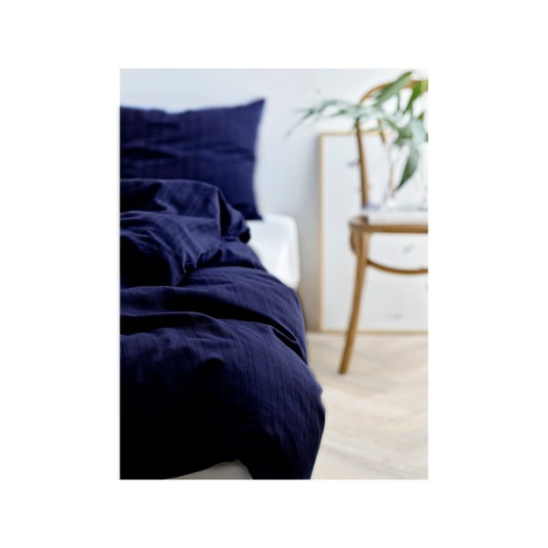 Set copripiumino e federa blu scuro in tessuto damascato per letto singolo 140x200 cm Noble – Södahl-image-1