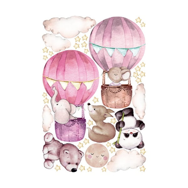 Adesivi murali rosa per bambini Palloncini e stelle - Ambiance-image-2