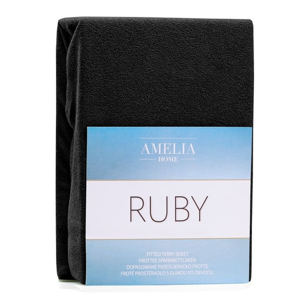 Lenzuolo con angoli nero in spugna 240x220 cm Ruby - AmeliaHome-image-2