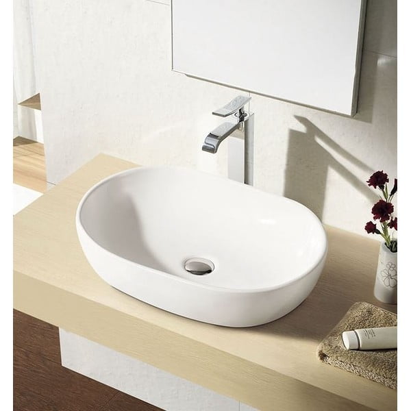Lavabo in ceramica bianca , 60 x 42 cm Caleo - Sapho-image-1