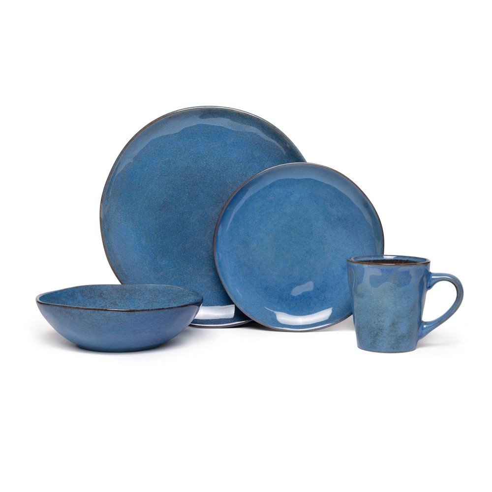Set da pranzo in gres blu scuro 16 pezzi Glosia - Bonami Selection | Set di piatti e stoviglie