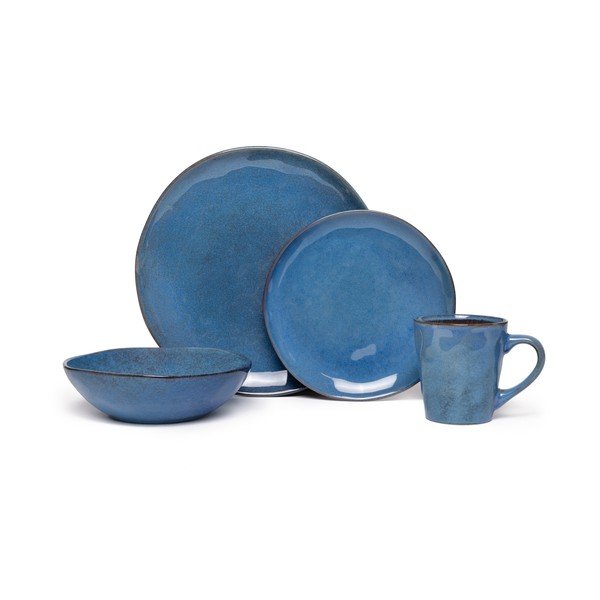 Set da pranzo in gres blu scuro 16 pezzi Glosia - Bonami Selection