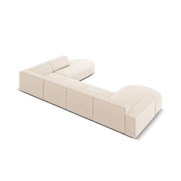 Divano angolare in velluto beige (a U) Jodie - Micadoni Home-image-4