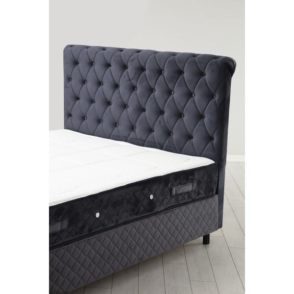 Letto boxspring matrimoniale blu scuro con contenitore 160x200 cm Sonata - Kalune Design-image-3