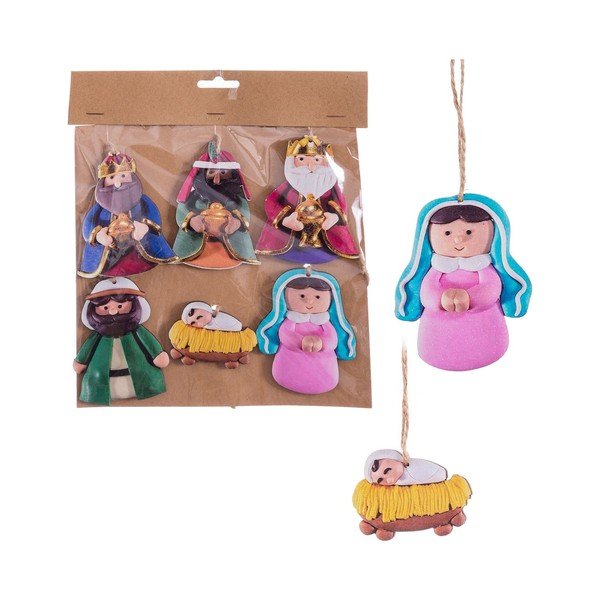 Decorazioni per albero di natale in set in legno 6 pz 9 cm Nativity – Casa Selección