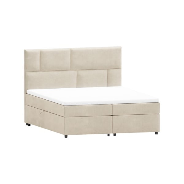 Letto boxspring beige con contenitore 140x200 cm Lola - Ropez