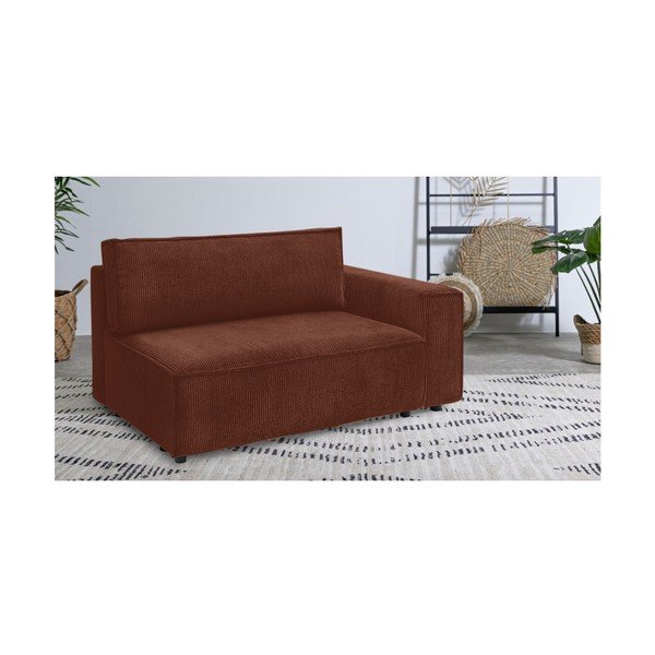 Modulo divano in velluto a coste color mattone, angolo destro Nihad modular - Bobochic Paris-image-1