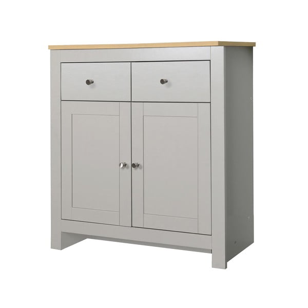 Cassettiera bassa in rovere decorato in colore grigio-naturale 79x81 cm Emerald - Støraa