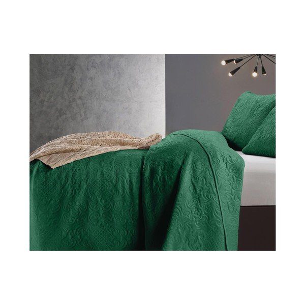 Copriletto in microfibra verde con due federe Velvet Clara, 180 x 250 cm - Dreamhouse-image-2