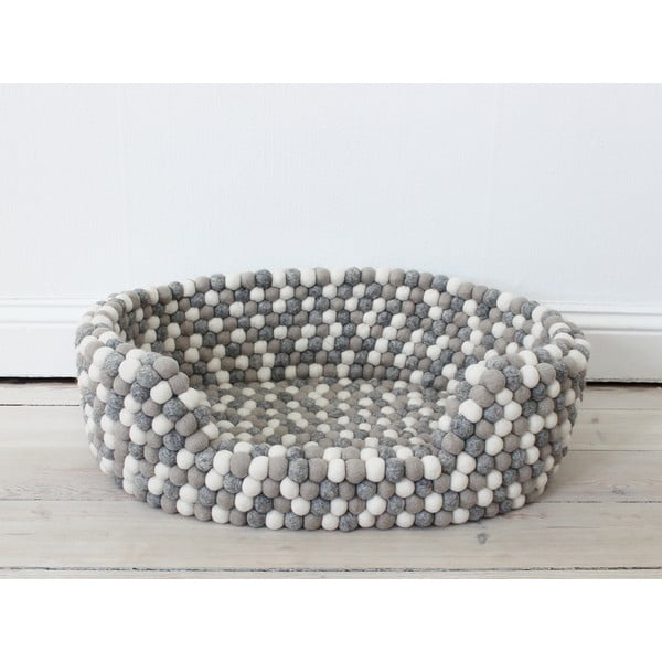 Letto in lana grigio chiaro e bianco Ball Pet Basket, 40 x 30 cm - Wooldot