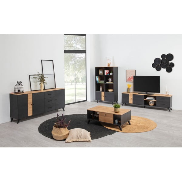 Tavolo TV nero in rovere 181x53 cm Texas - Marckeric-image-1