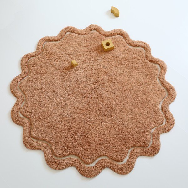 Tappeto rotondo color mattone in cotone lavabile e tessuto a mano ø 110 cm Sweet April Toffee – Nattiot-image-2