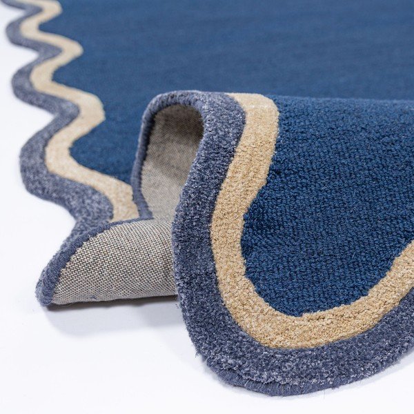 Tappeto blu scuro in misto lana tessuto a mano 160x230 cm Rivo Wool – Flair Rugs-image-2