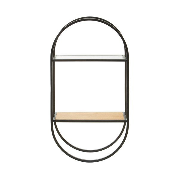 Mensola nera/di colore naturale in metallo con ripiani multipli 35 cm Mataram – Premier Housewares-image-3