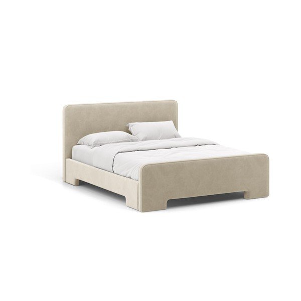 Letto matrimoniale imbottito beige con rete inclusa 180x200 cm Eda – Micadoni 