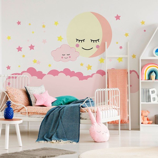 Adesivo murale Nuvole e stelle scandinave - Ambiance