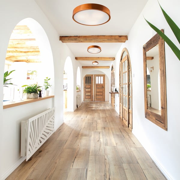 Plafoniera marrone cognac con paralume in vetro ø 47 cm Eveline – LAMKUR-image-1