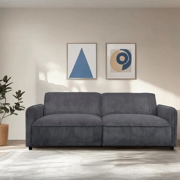 Divano color antracite reclinabile/allungabile con rivestimento in velluto a coste 209 cm Alicia – Støraa-image-1