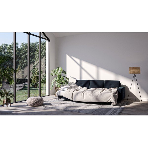 Divano letto angolare in velluto blu scuro, angolo sinistro Moor - Ghado-image-3