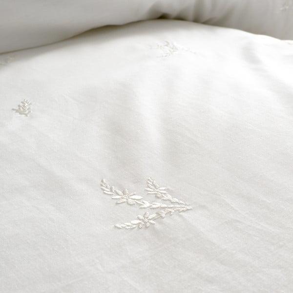 Biancheria da letto bianca in cotone per letto singolo 135x200 cm Lottie Floral Embroidery – Bianca-image-4