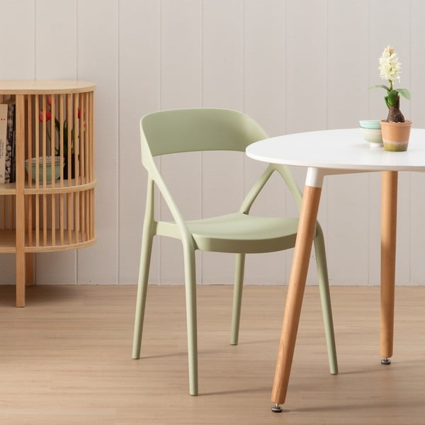 Set di 2 sedie da pranzo verde chiaro in plastica - Ixia-image-1