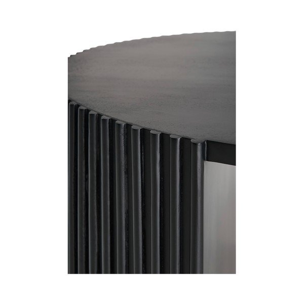 Tavolino da salotto rotondo nero con piano in legno di mango ø 80 cm Bisselina – Ellos Home-image-3