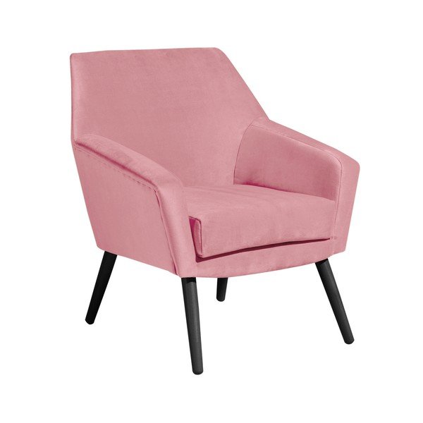 Poltrona in velluto rosa con gambe nere Alegro - Max Winzer